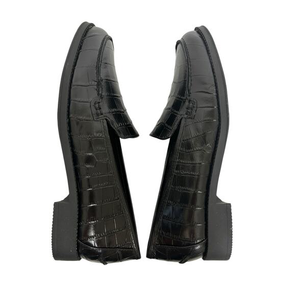 Easy Spirit Racer Loafers Black Croc Embossed Leather Loafer NEW Size 7 NARROW - Picture 2 of 9